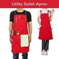 thumbnail image 3 of Stenffy 5Pack,Work Aprons,Canvas,Multiple Pockets, Aprons for Men Women, Size m to XXL, Red, 3 of 6