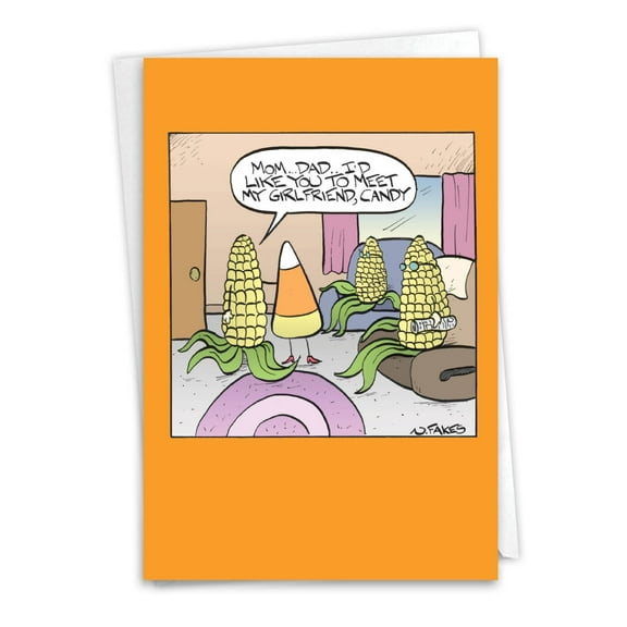 NobleWorks Funny Halloween Greeting Card with 5 x 7 Inch Envelope (1 Card) Candy Girlfriend C7677HWG