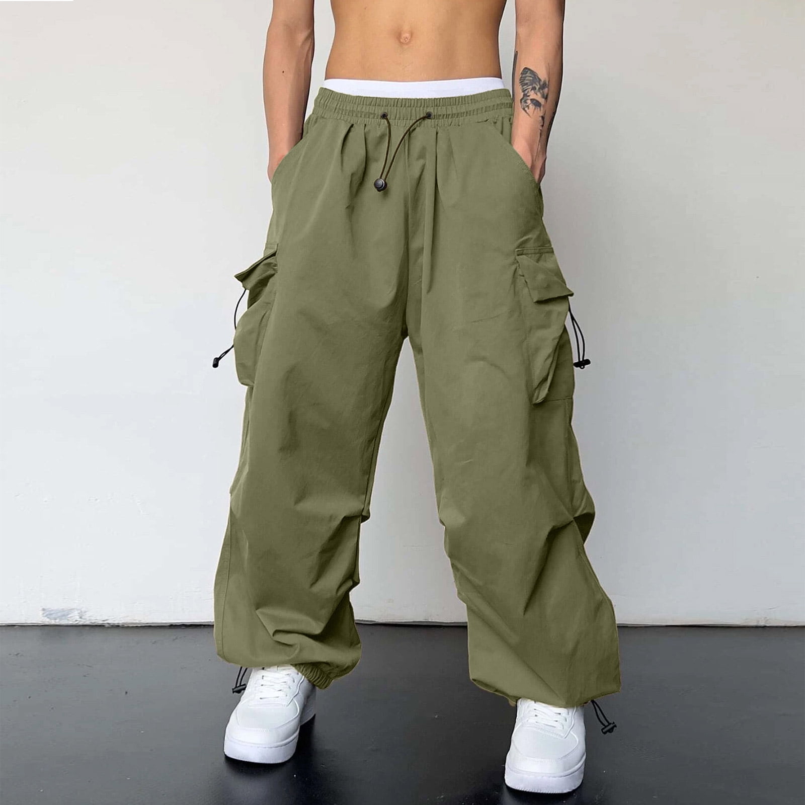 NIEWTR Men's Casual Drawstring Waist Flap Pocket Cargo Pants NIEWTR Men's Casual Drawstring Waist Flap Pocket Cargo Pants