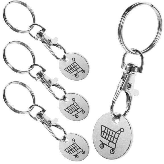 4 Pcs Tokens Holder Keychain Portable Trolley Remover Rings Pendant Shopping
