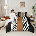 thumbnail image 4 of Castle Fairy Leopard Zebra Print Bedding Comforter Set 2pcs for Female Men Adults,Abstract Animal Print Twin Comforter Sets Microfiber,Vintage Aesthetic Breathable Bedding Set,Lightweight Room Decor, 4 of 8