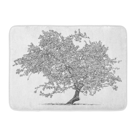 Godpok Hand Sketch Old Apple Tree Drawn Leaves Rug Doormat