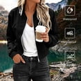 thumbnail image 2 of Puntoco Women's Water Resistant Zip Up Bomber Jacket, Lightweight Cropped Outdoor Windbreaker with Pockets, 2 of 8