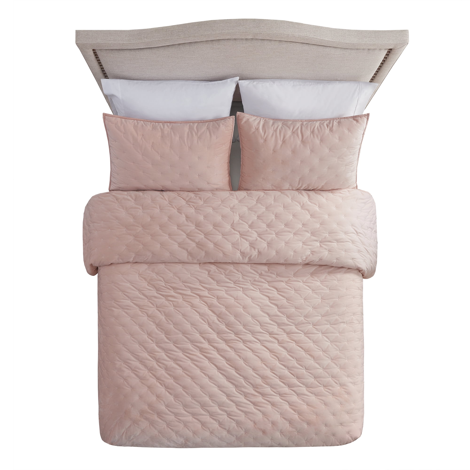 Better Homes & Gardens Blush Pink Soft Velvet Embroidered Quilt, Full/Queen