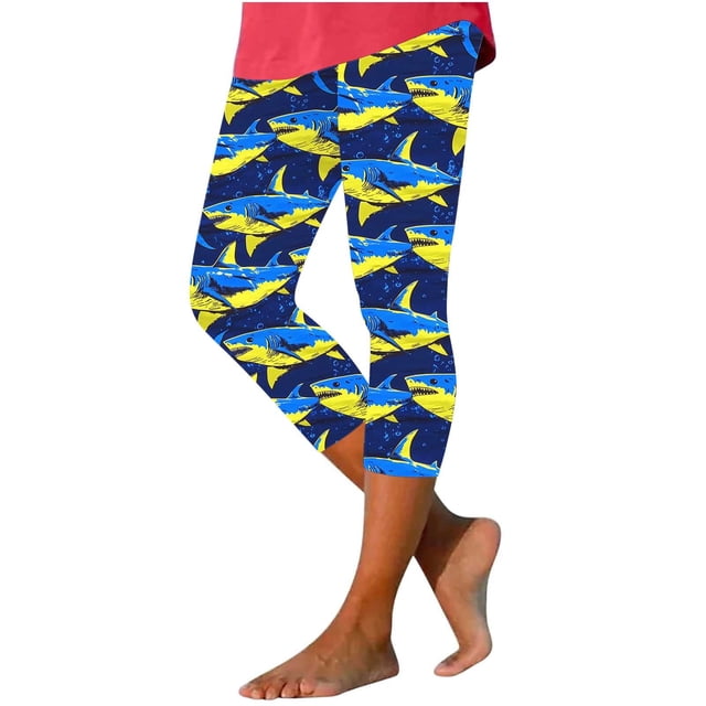 Pantalones de Yoga de Verano para Mujeres Ligeros de Alta Cintura de Impresión Capris, Pantalones de Gimnasio Y Entrenamiento de Ajuste Delgado con Cintura Elástica para Yoga, Correr