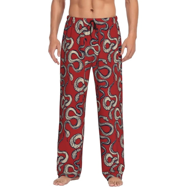 Fotbe Snake Pantalones de Pijama para Hombre, Pantalones de Dormir, Pantalones de Casa con Cintura Ajustable y Bolsillos-X-Large