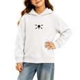 thumbnail image 4 of Ohufall 0-6T Embroidery Sweatshirt for Girls Hooded Pullover Long Sleeve Tops Solid Color Loose Comfort Fashion Casual Sweatshirts, 4 of 5
