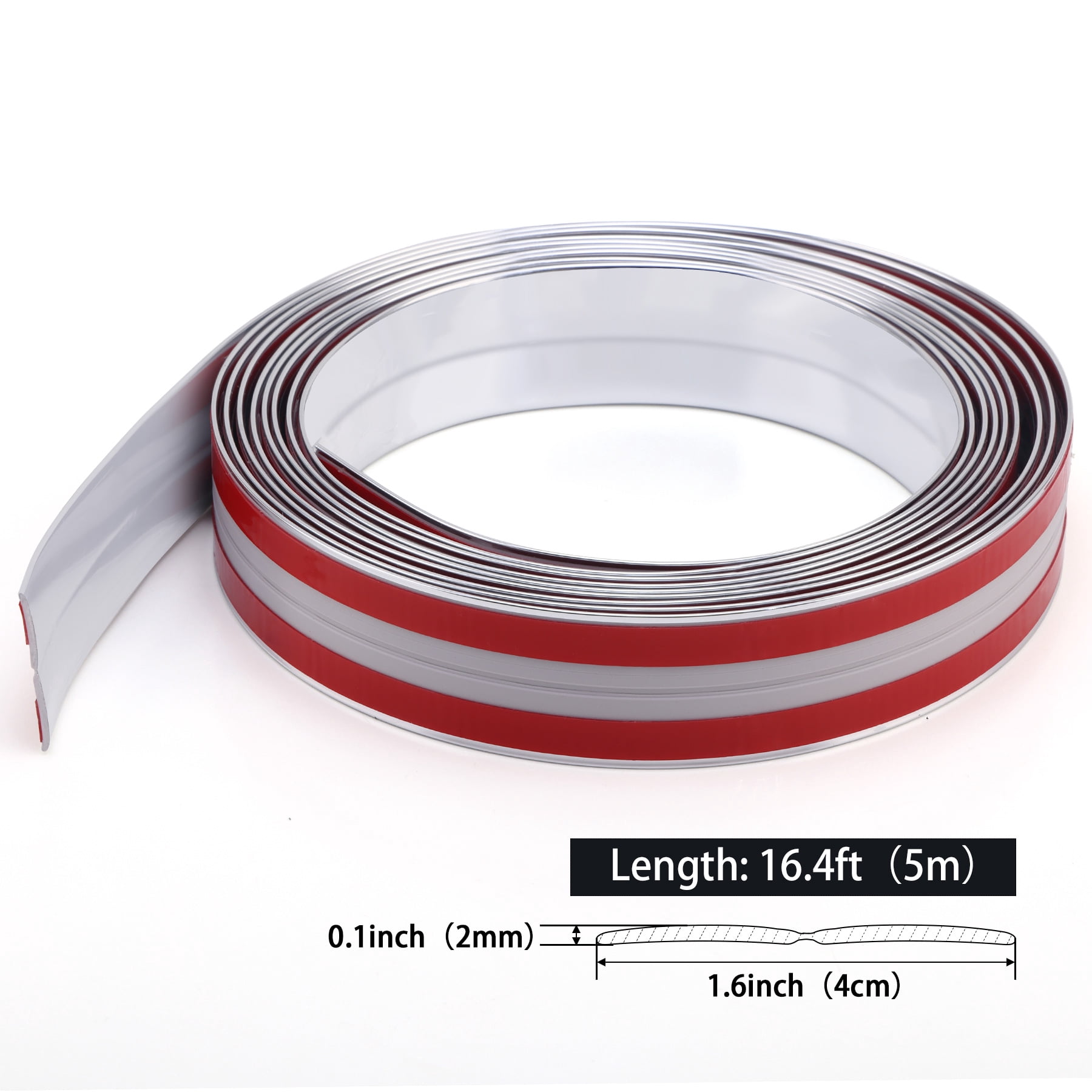 Multifunctional Wall Molding Trim & Corner Guards & Caulk Strip, Apply in Table Edge Door Frame Baseboard for Protection and Decoration, Shiny Silver, 16.4ft x 1.6in