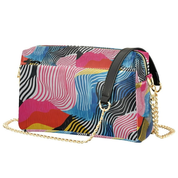 FORMRS Women Crossbody Purse with Chain Strap Vegan Leather Shoulder Handbag, Stripes Pattern