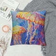 thumbnail image 2 of PRATYUS Jellyfish Pillow Cover Jellyfish Throw Pillow Cover for Bed Sofa, Coastal Marine Life Decorative Square Pillow Case Ocean Theme, Watercolor Sea Animals Cushion Cover 12x12in, 2 of 5