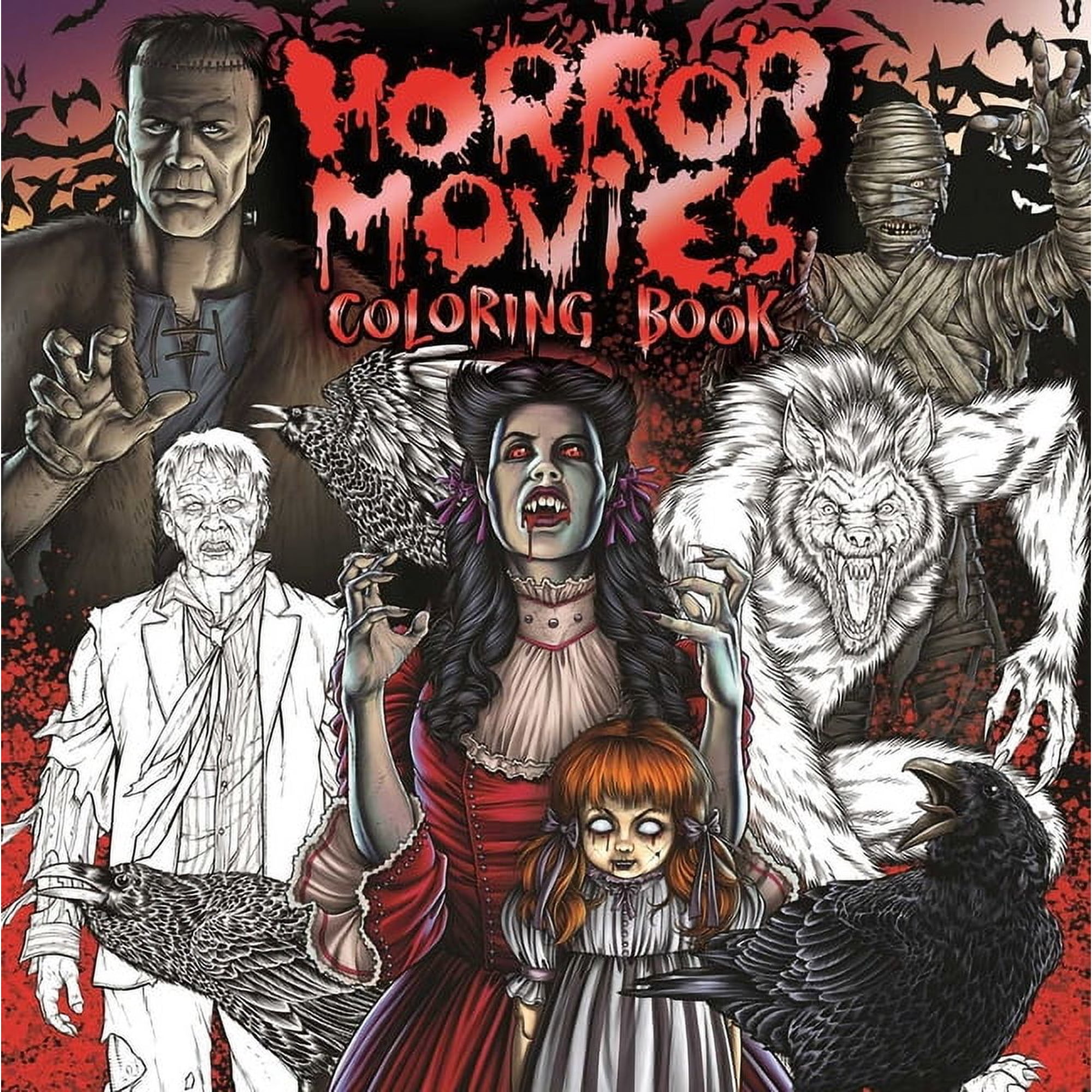 Horror Movies Adult Coloring Book, (Paperback)