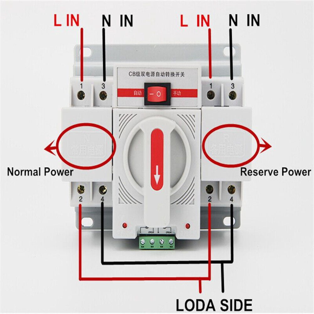 Transfer Switch 63A 32A MCB Type Automatic Dual Power Transfer Switch Circuit Breaker for Power Backup 2P-40A