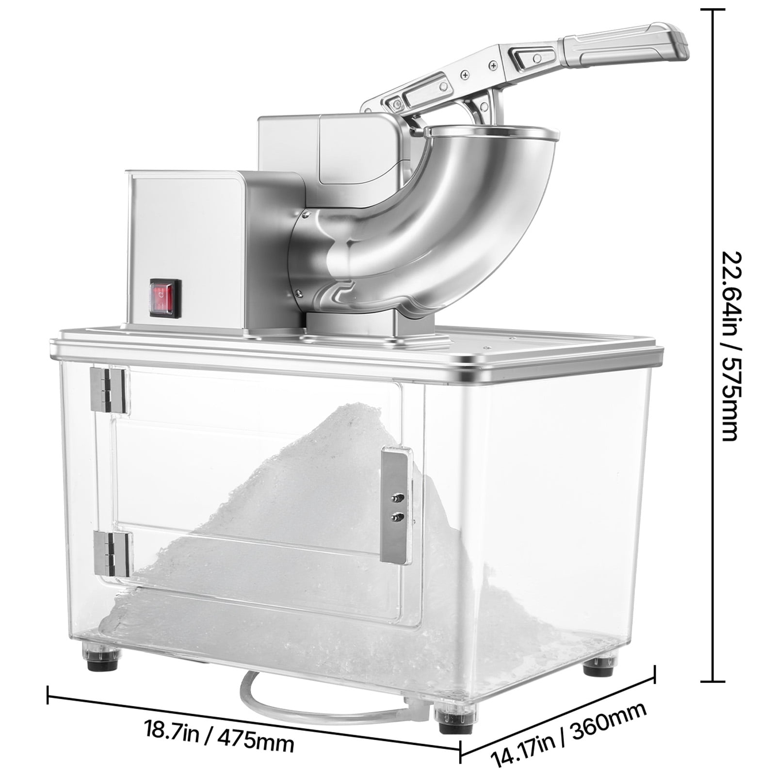 KFFKFF Commercial Ice Crusher 661LBS/H, 350W Electric Snow Cone Machine with 4 Blades, 2000RPM Stainless Steel Shaved Ice Maker with 11 Gal Ice Storage Box, Ideal for Homes, Restaurants, and Bars