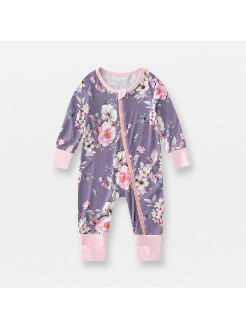 WIBACKER Newborn Viscose from Bamboo Sleeper 2-Way Zipper Pajamas