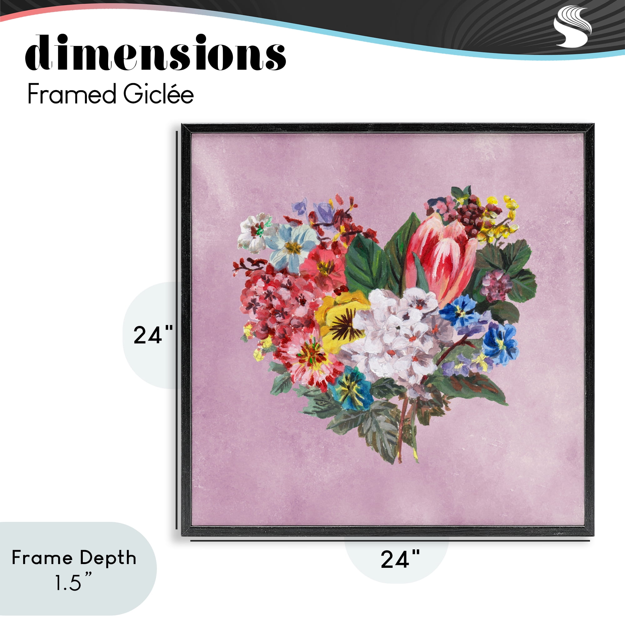 Stupell Industries Heart Shaped Garden Blooms Black Framed Giclee Art, design by Melissa Wang