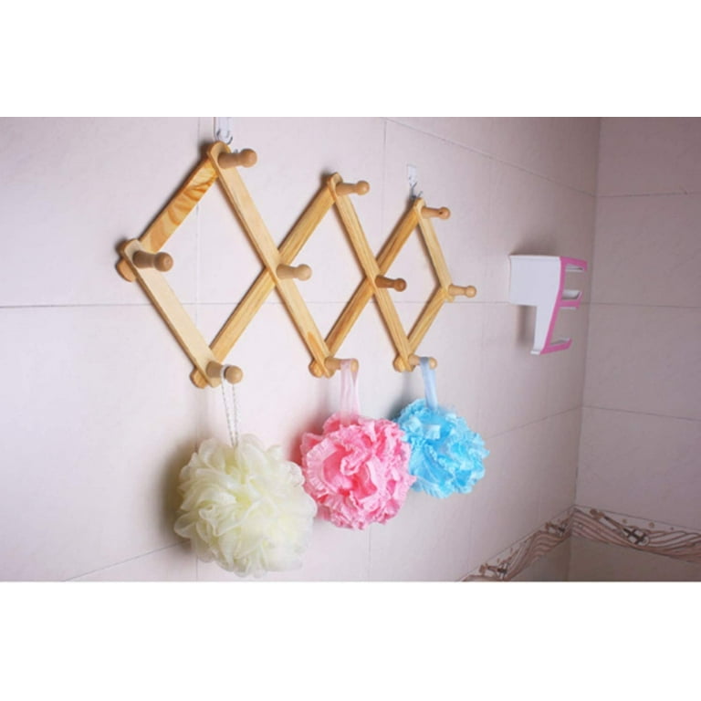 10 hook torched wood wall mounted expandable wooden hat mug coat office accordion peg coat rack hanger shop