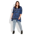 thumbnail image 2 of Avenue Women's Plus Size Chester Zip 3/4 Sleeves Relaxed Print Tunic Top, 2 of 5