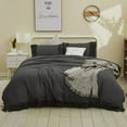thumbnail image 1 of Luxury and Elegant GREY Bedding Twin XL 3 Pcs Tassel Bohemian Duvet Cover 100% Washed Cotton, 1 of 5