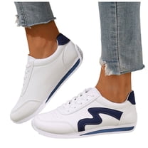 Women's Fashion Sneakers Classic Retro Color Block Antislip Walking Shoes Trainers Skate Shoes Casual Low Top Tennis Shoes Blue Size 9