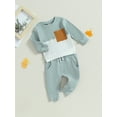 thumbnail image 3 of Bagilaanoe 2pcs Toddler Baby Boys Long Pants Set Contrast Color Long Sleeve T-Shirts Tops + Sweatpants 6M 12M 18M 24M 3T Kids Casual Outfits, 3 of 8