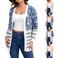 thumbnail image 4 of JUUNthy Cardigan for Women, Leopard Striped Long Sleeve Open Front Soft Casual Knit Sweater Outerwear Blue M, 4 of 14