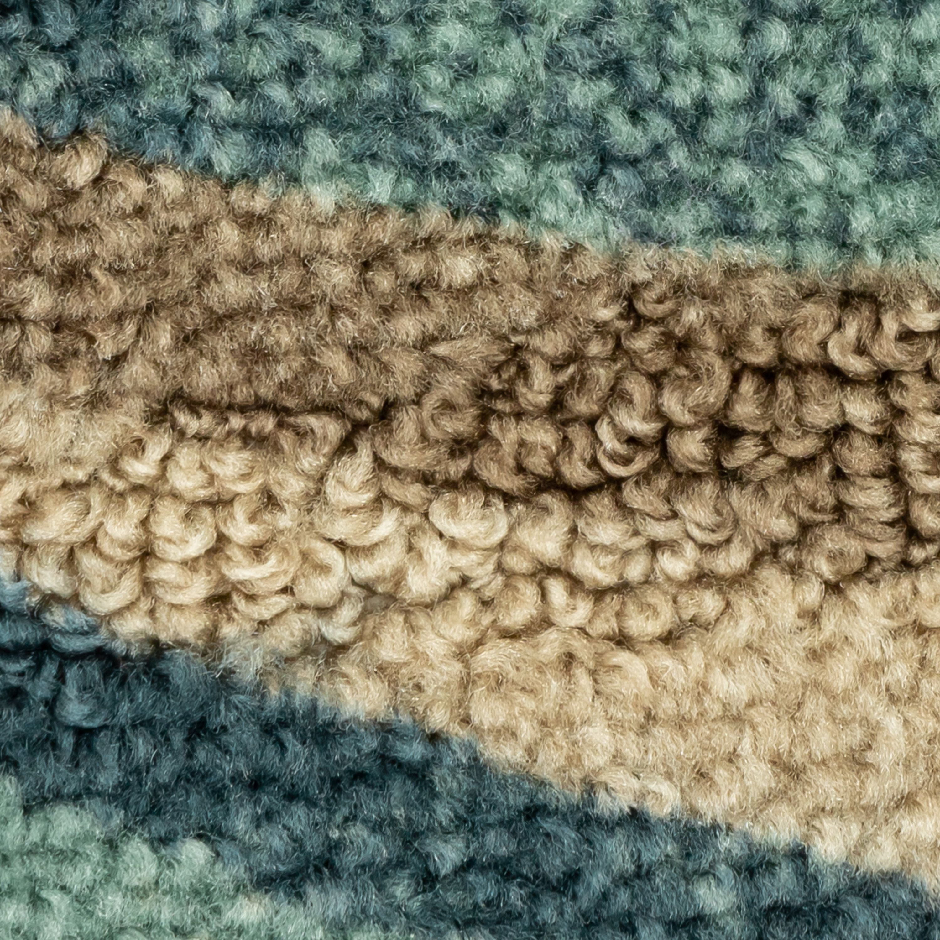 Mainstays Geometric Blue Brown Waves Indoor Area Rug, 7' x 10'