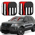 thumbnail image 2 of Bingfone Firefighters Usa Flag Black And White Flag Print 2-Piece Sun Shade Front Windshield - Foldable Car Front Window Sunshades For Most Sedans Suv Truck - Large, 2 of 7
