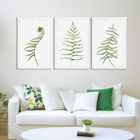 Hand Painted Wall Panels - wall26 - 3 Panel Canvas Wall Art - Hand Drawn Water Paint Minimal Plant Artwork - Giclee Print Gallery Wrap Modern Home Decor Ready to Hang - 16
