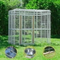 thumbnail image 2 of Walnest 87 inch Large Walk in Iron Aviary with 2 Feeding Bowls,Bird cage for Macaws Canaries Parrots Budgie Lovebirds(White), 2 of 10