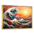thumbnail image 3 of Designart "Sunset Waves of Kanagawa in Japanese Style VI" Extra Large People Framed Wall Art - Global Blue Japan Art Hallway Framed Wall Art Decor, 3 of 7