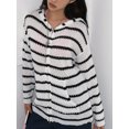 thumbnail image 4 of Arvbitana Women Teen Girls Fashion Hoodies Cardigan Stripe Long Ears Hooded Sweater Long Sleeve Pullover Zipper Fall Casual Soft Knit Coat, 4 of 10