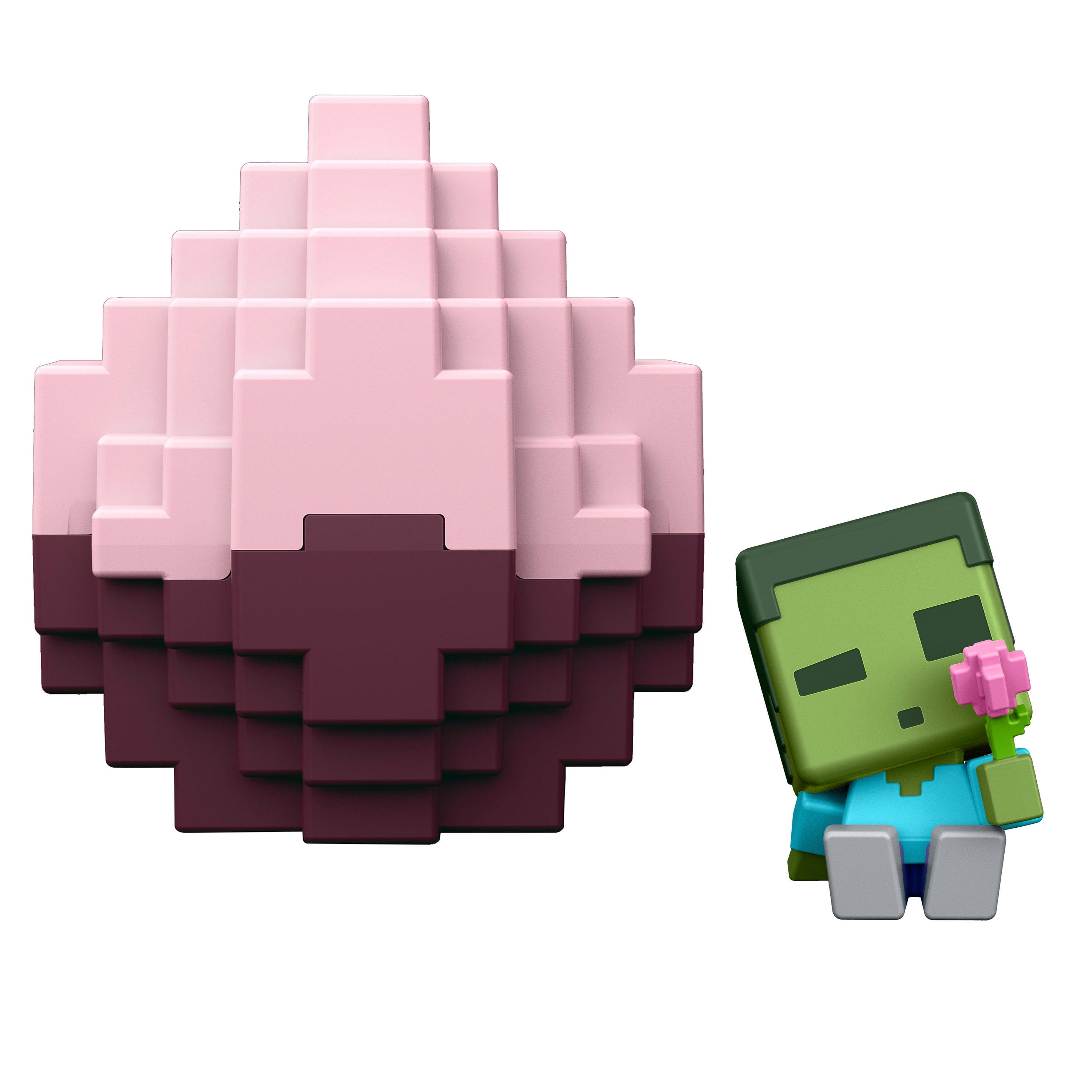 Minecraft Mini Mode Spawn Egg with Mini Figure, Cherry Blossom, 1.5-inch Toy, Zombie's First Flower