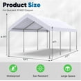 thumbnail image 5 of Quictent 10x20ft Carport Heavy Duty Car Canopy Galvanized Car Boat Shelter with 4 Reinforced Steel Cables White, 5 of 9