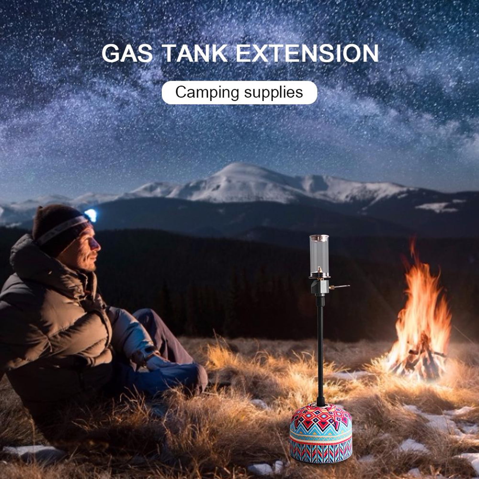 Camping Lantern Holder Gas Lantern Extension Pole Converter 20cm Silver 
