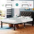thumbnail image 5 of Laisnet Twin Size Upholstered Bed Frame with Faux Leather Button Tufted Headboard & Metal Slat Support, 5 of 7