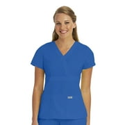 Grey's Anatomy 4153 Women's Mock Wrap Scrub Top New Royal L