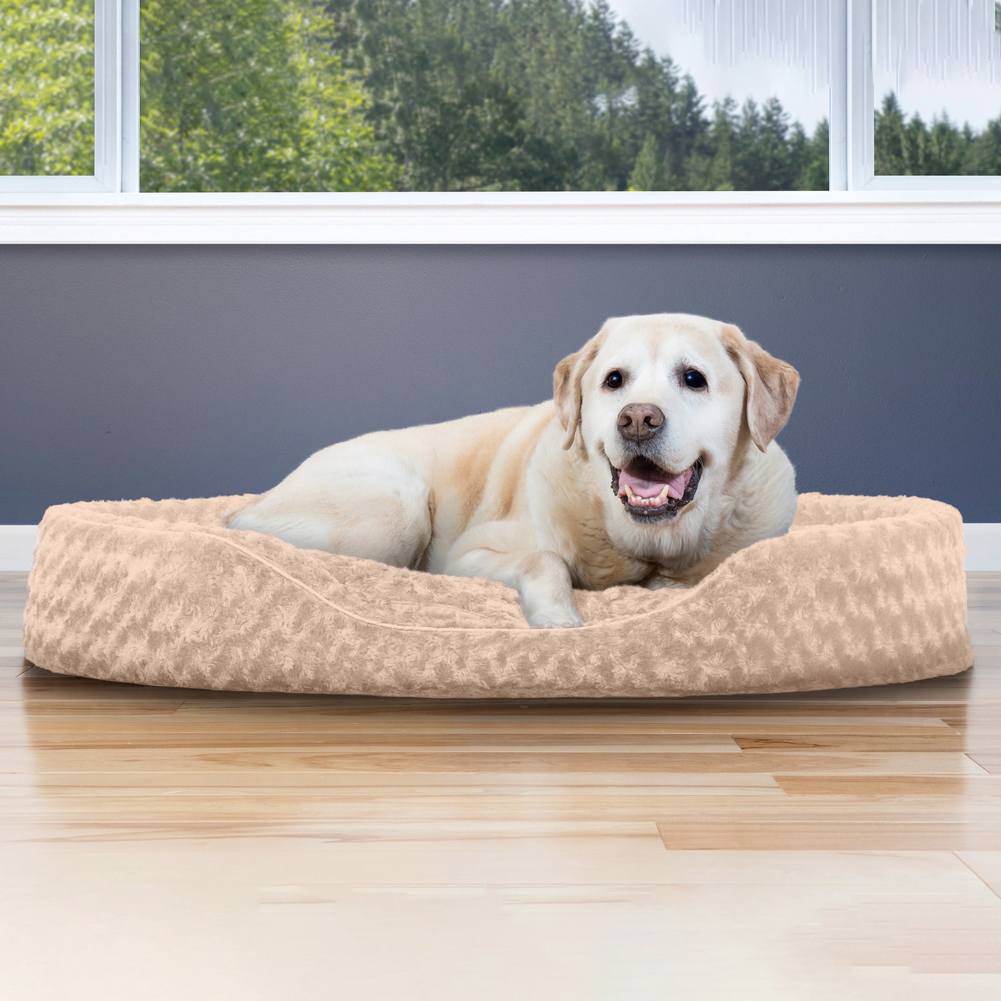 FurHaven Pet Products Ultra Plush Oval Pet Bed for Dogs & Cats - Cream, Medium