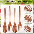 thumbnail image 4 of 8Pcs Wooden Spoons Forks Set, Japanese Style Wooden Utensil Set, Handmade Kitchen Spoon, Reusable Travel Flatware Set B, 4 of 5