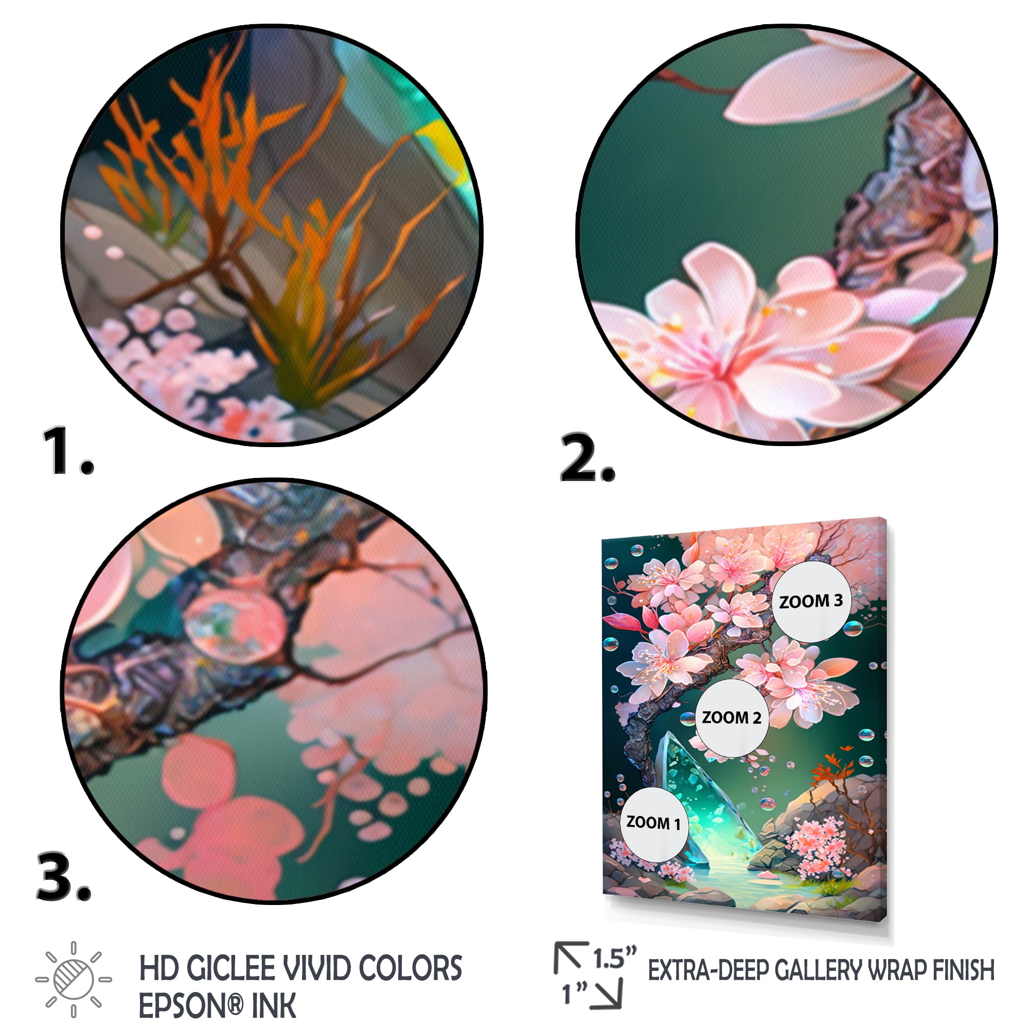 Designart Cherry Blossums Tree V Canvas Wall Art