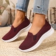 thumbnail image 2 of HEWUQI Womens Knit Walking Shoes 2026 Comfortable Summer Arch Support Slip on Loafers Width Orthopedic Casual Backless Flat Sneakers Red Size 7.5, 2 of 3