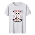thumbnail image 6 of VKOYWKM Fall Halloween Tee Shirts for Women Spooky Ghost Graphic Tees Party Top Short Sleeve Loose Fit Crew Neck Holiday T-Shirt, 6 of 6