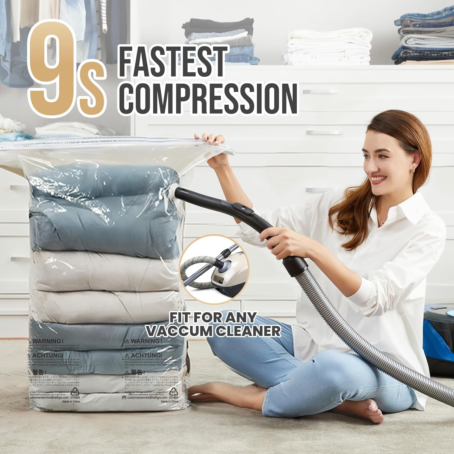 Vacuum Storage Bags 4 Pack, Jumbo Cube (31x40x15 Inch), Extra Large Seal for Clothing, Comforters, Blankets, Pillow, Bedding, Sweater, Closet Organizers, Space Saving, Cream
