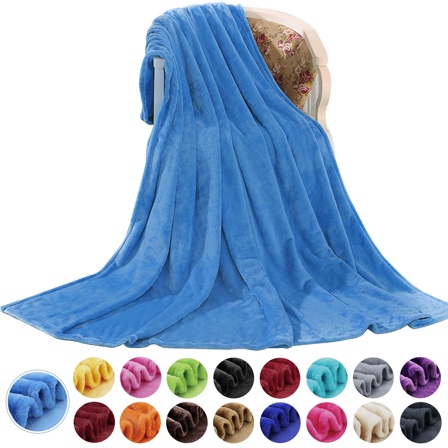 Howarmer Large Blue Fleece Throw Blankets, King Size Soft Fuzzy Blanket