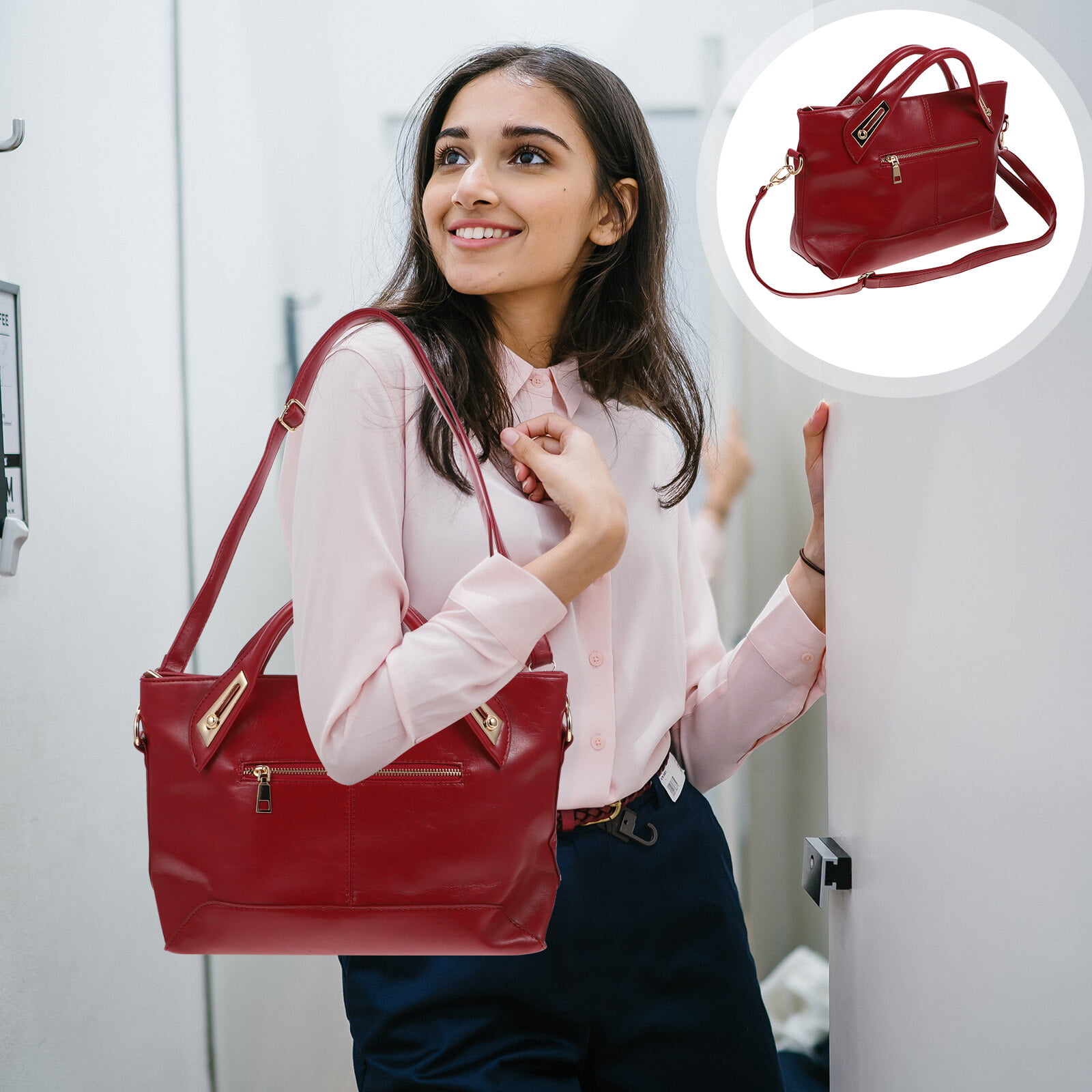 Elegant V Shape PU Leather Pearl Decor Shoulder Bag Tote Ladies Hard Satchel  Purse Women's Handbag | Fashion Handbags | Fashion Bags- ByGoods.Com