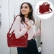 thumbnail image 4 of Bolso de mano vintage de lujo para mujer, de piel auténtica encerada, tipo bandolera (rojo oscuro), 4 of 5
