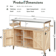 thumbnail image 3 of Ecarpat Outdoor Kitchen Island, Bar Storage Cabinet Cart with Steel Top and Spice Towel Rack, Counter Table for Kitchen & BBQ, 3 of 7