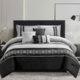 thumbnail image 2 of HAOK Soft 7 piece Comforter Set Bed in A Bag, Embroidery Design, King, Black/Grey, 2 of 6