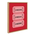 thumbnail image 4 of Kate and Laurel Sylvie Cheers Pink Red Ticket Framed Canvas Wall Art by Alli Standefer, 18x24 Natural, Admission Ticket Art for Wall, 4 of 7