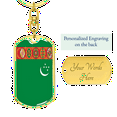 thumbnail image 3 of Turkmenistan Flag Swivel Keychain Dog Tag Stainless Steel or 18k Gold, 3 of 8
