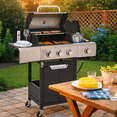 thumbnail image 4 of Propane Grill 3 Burner Barbecue Grill Stainless Steel Gas Grill with Side Burner and Cover for Outdoor BBQ, Camping, 4 of 10
